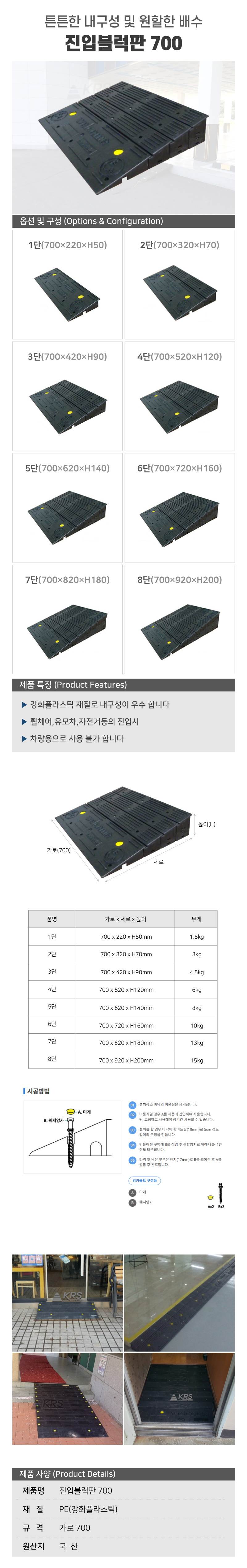 진입블럭판 700 4단 / 700×520×H120