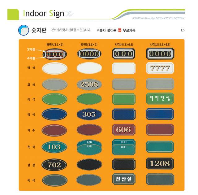 (숫자판) 호수표시 사각(소) 숫자:3자 주문제작