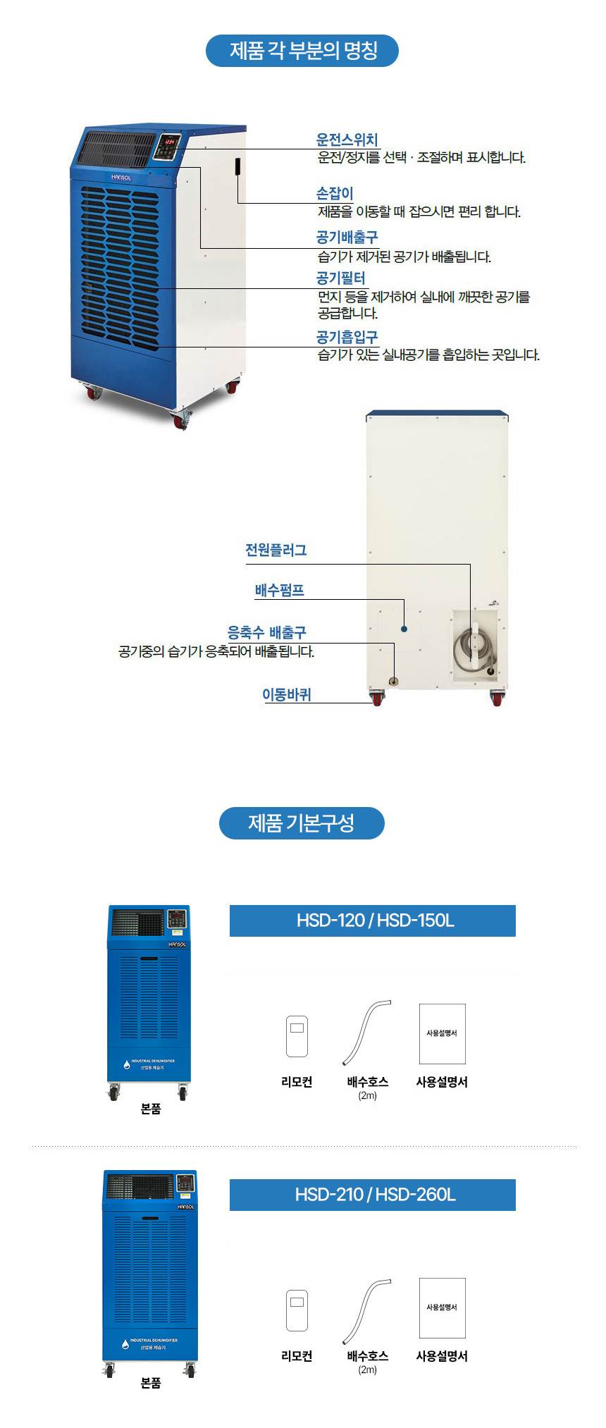한솔 / 산업용제습기(국내제조) 120L / HSD-120L 무료배송