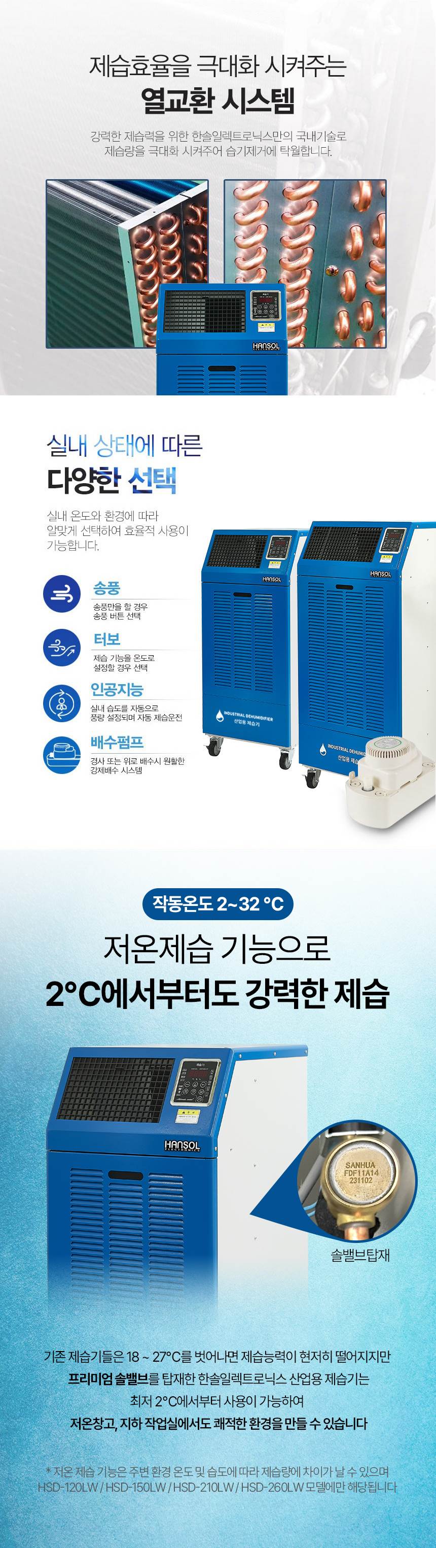 한솔 /  저온형 산업용제습기 120L / HSD-120LW 무료배송