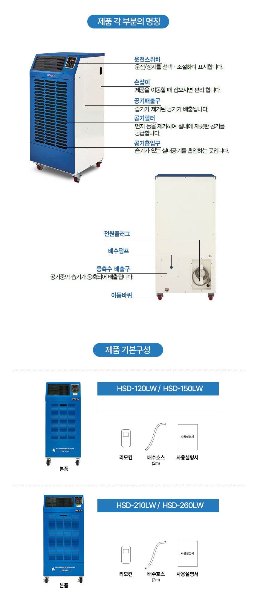 한솔 /  저온형 산업용제습기 120L / HSD-120LW 무료배송