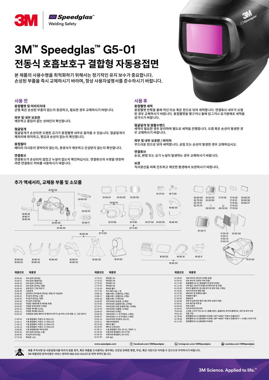 3M 자동용접면 / G5-01 VC 스타터킷 세트