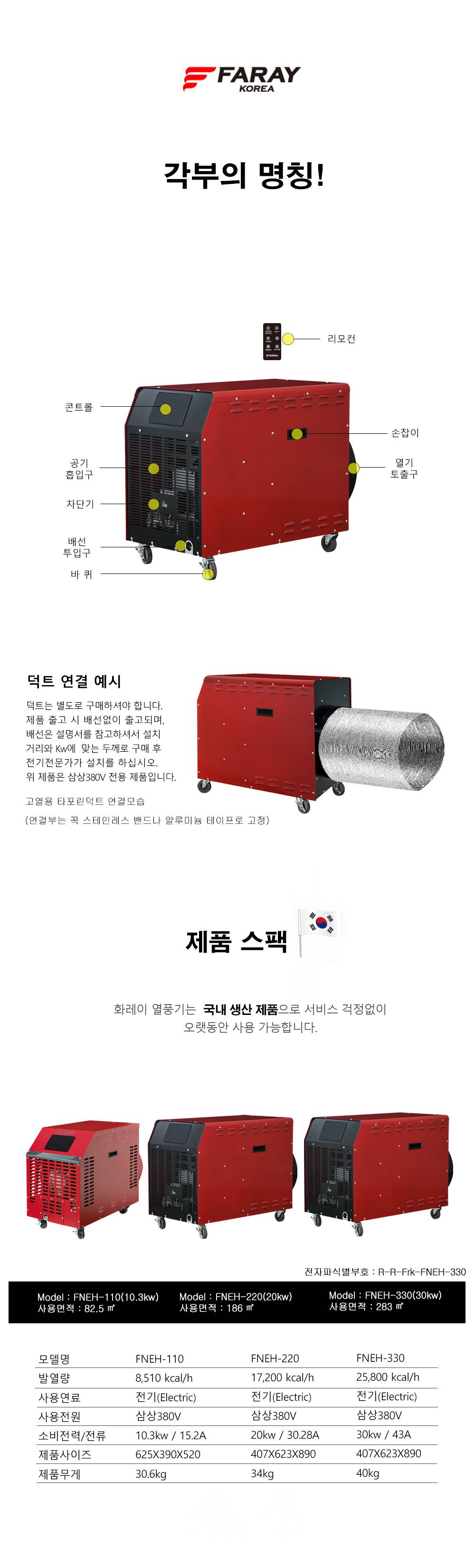 화레이 전기 열풍기 / 산업용 온풍기 35형 / FNEH-330 노출가준수필수
