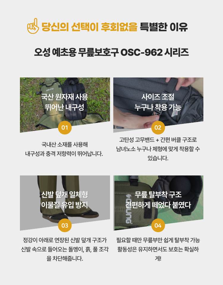 예초기 무릎보호구 블랙 / OSC-962S 450*570H*6T