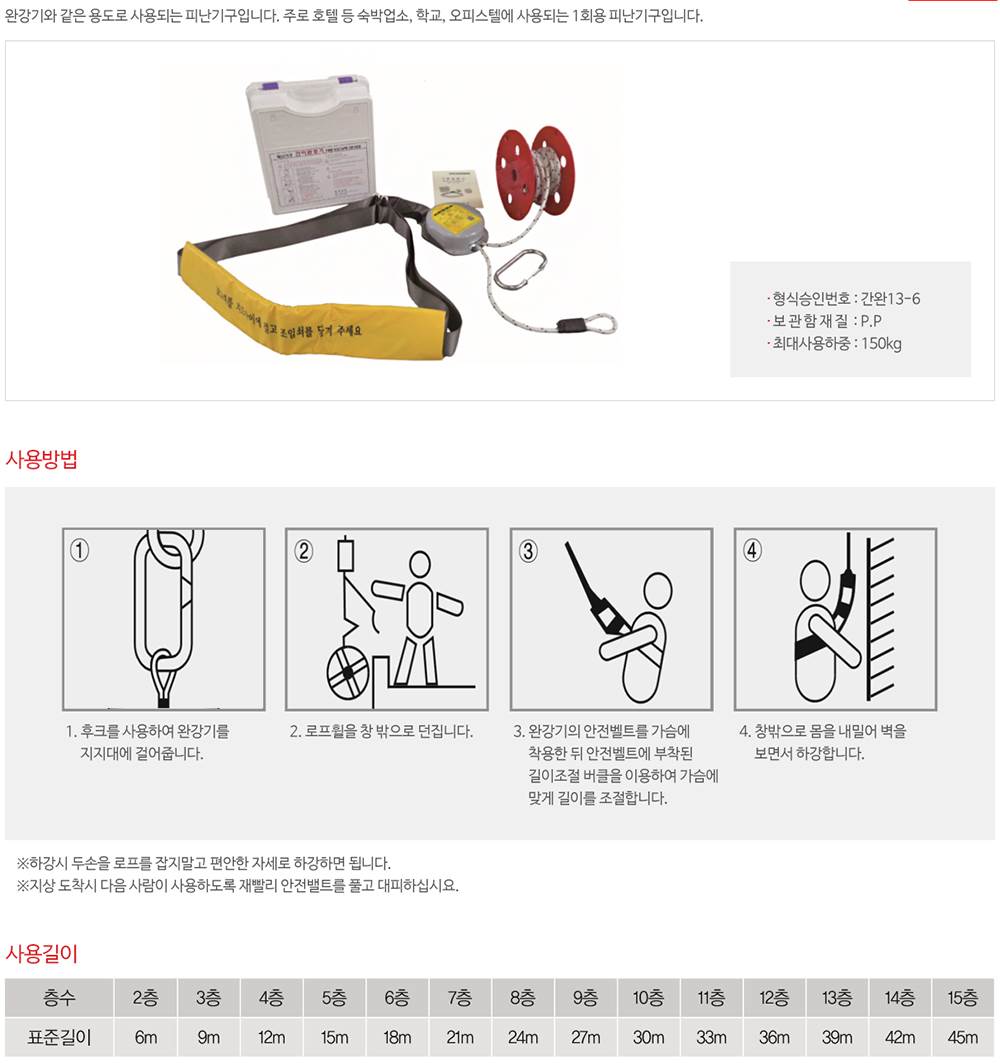 간이 완강기 4층(12M)
