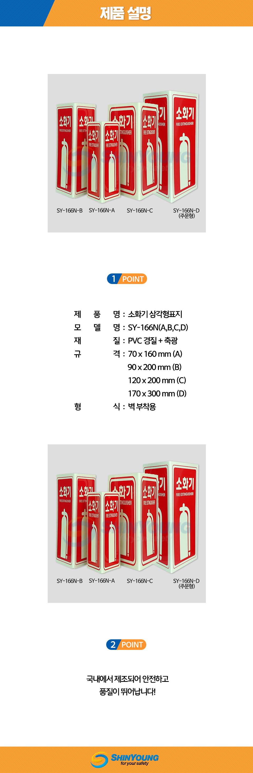 축광 소화기표지-삼각형 SY-166N 120*200