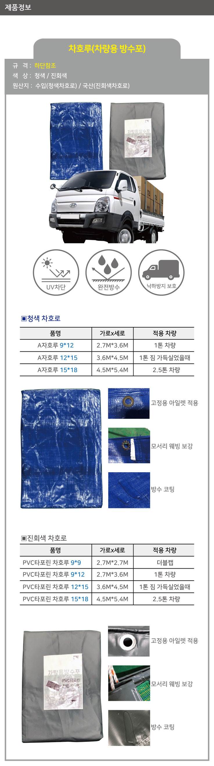 차호루(차량용 방수포) -청색 12*15 (3.6m*4.5m)